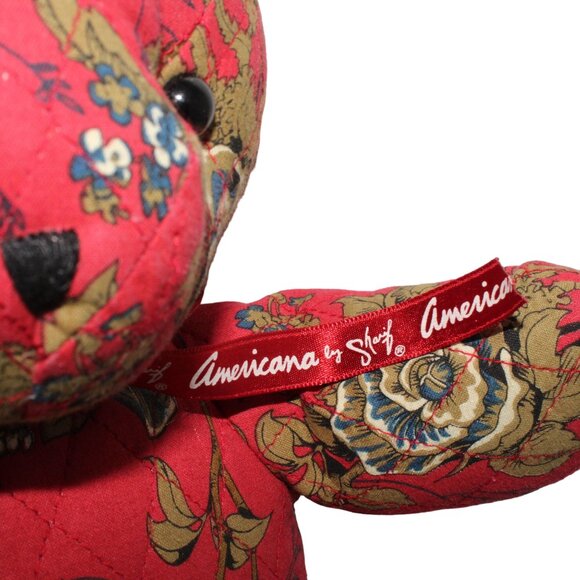 Americana by Sharif Quilted Multi Colored Floral Design Stuffed Decor Bear Plush - Picture 4 of 5